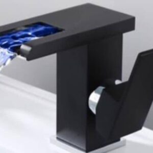 Square Black L E D Basin Mixer