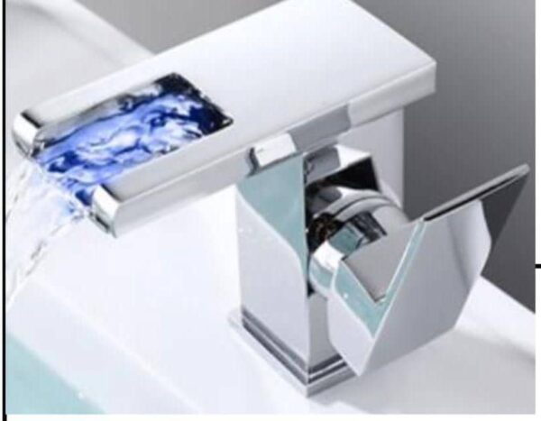 Square Chrome LED Basin Mixer